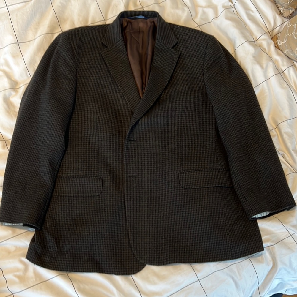 Brown and blue pattern wool sport coat